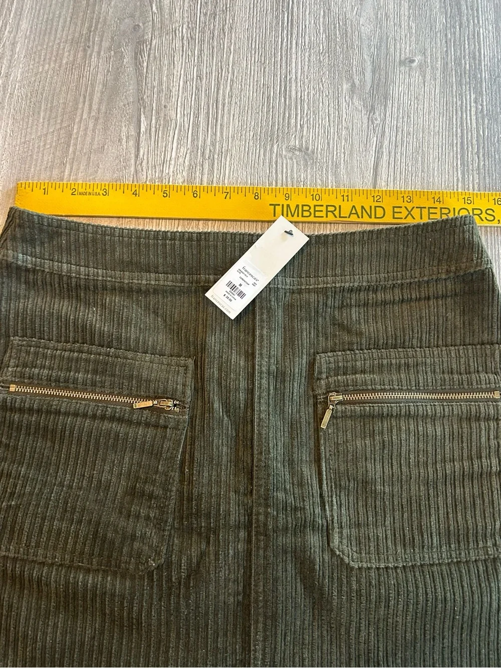 Francesca's Mi Ami Tamm Zip Corduroy Mini Skirt in Olive Green Zip Pockets NWT